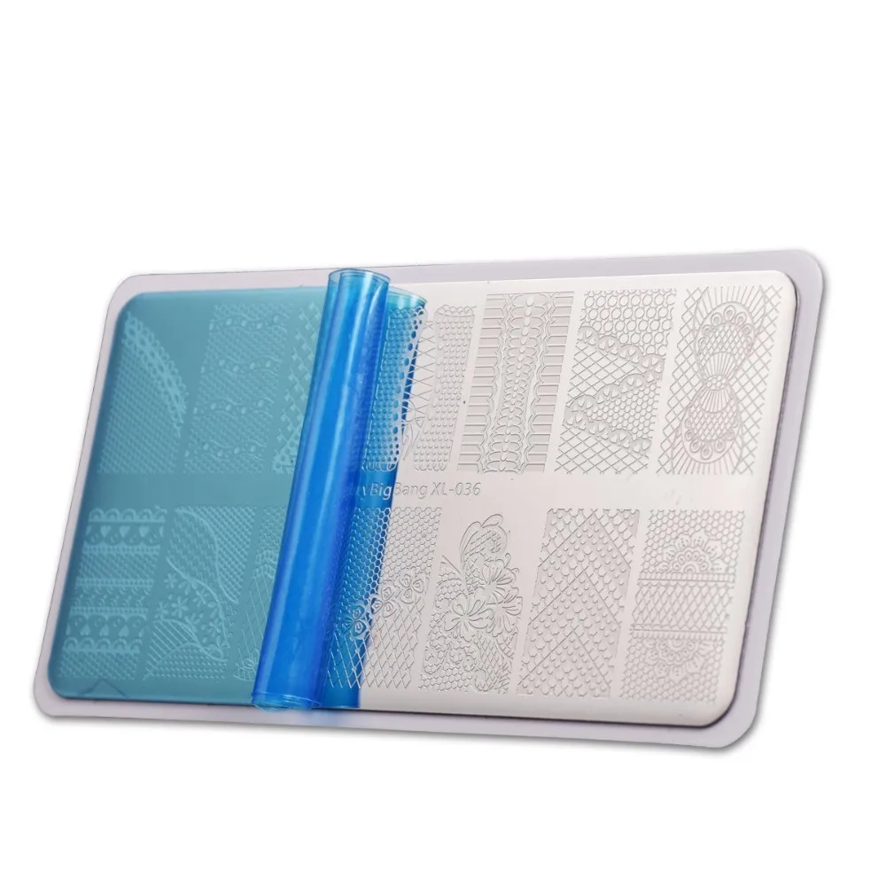 

BeautyBigBang 6*12cm Vintage Stainless Steel Template Retro Geometry Lace Flower Leaf Theme Nail Art Stamping Mold