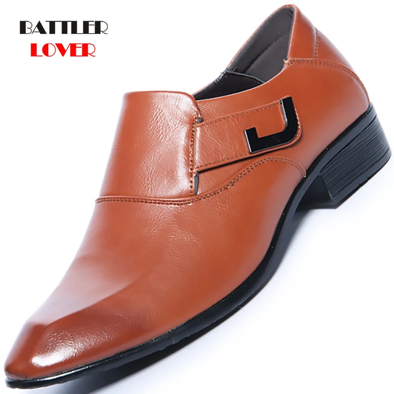 

Men Formal Shoes Men's Slip-On Leather Brown Black Luxury Band Male Dress Shoe for Homme Office Business Party Wedding Footwear