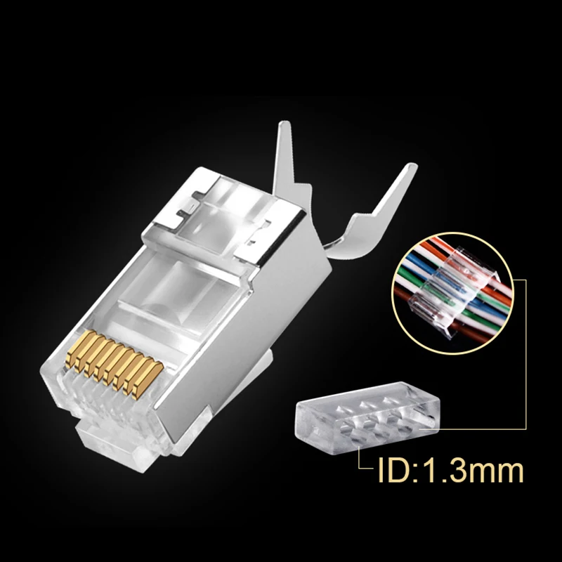Фото Xintylink rj45 разъем ethernet кабель штекер cat7 cat6a мужской сетевой позолоченный 50u 8P8C Xintylink rj45 разъем ethernet кабель штекер cat7 cat6a мужской сетевой позолоченный 50u 8P8C