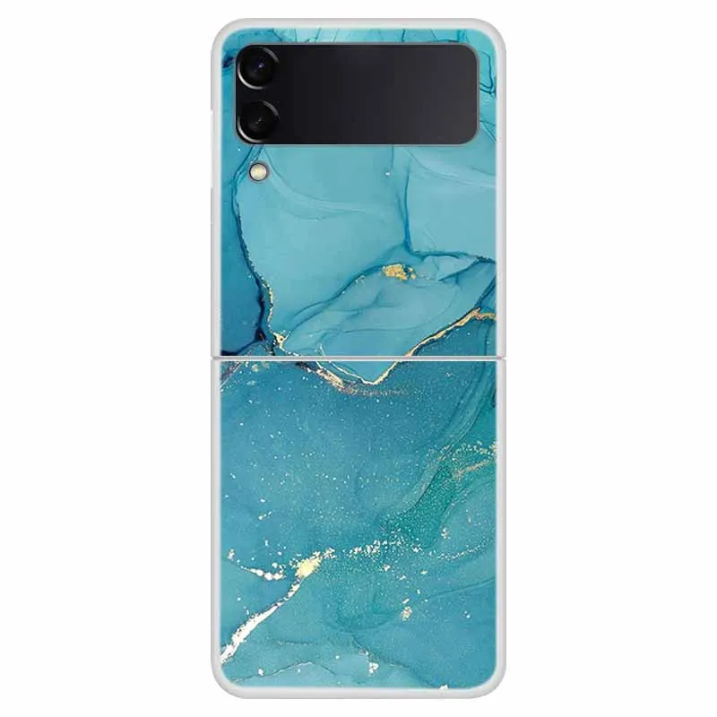 For Samsung Z Flip3 Case Fashion Fold Cover Hard PC Case For Samsung Galaxy Z Flip 3 Case Foldable Coque Shockproof Marble Funda