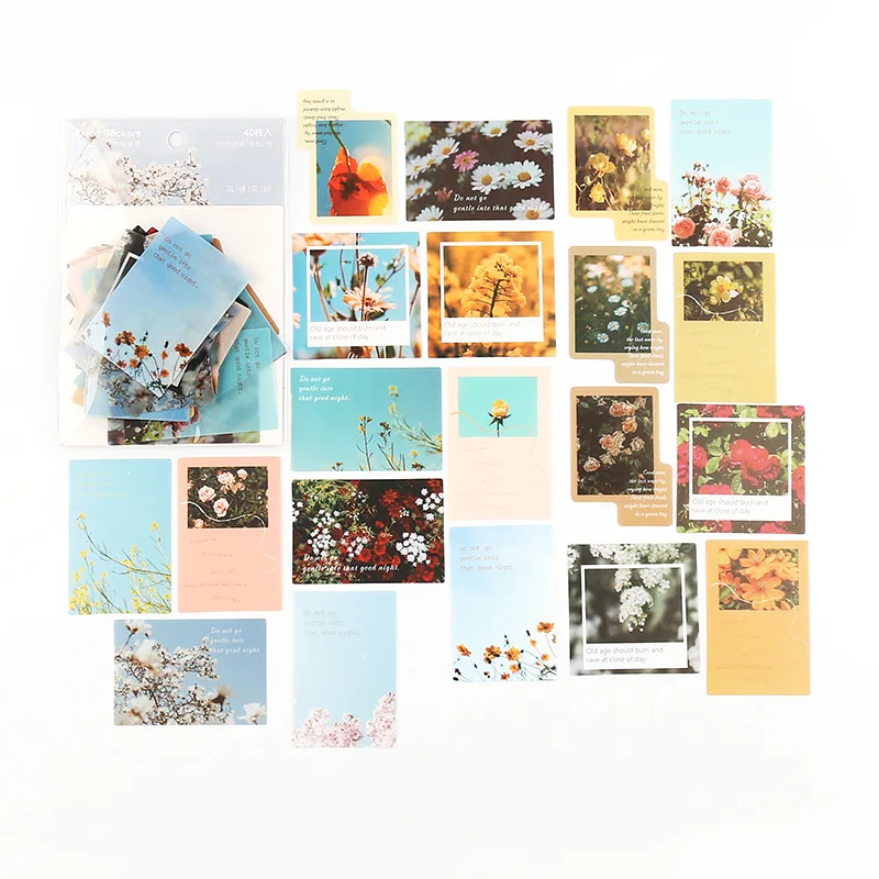 Стикеры декоративные junklog 40 шт./набор Осенние цветы буквы дневник канцелярские