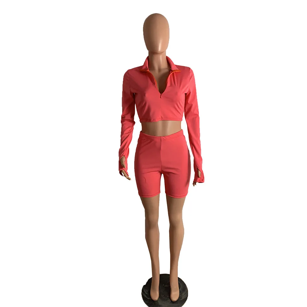 Новый модный сексуальный женский комплект с длинным рукавом однотонный