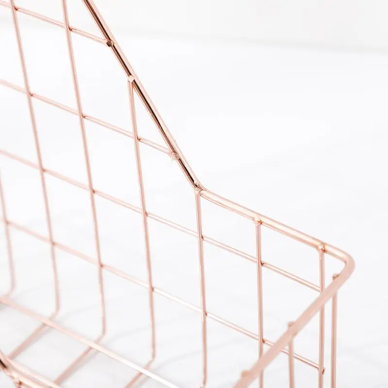 

Nordic Wrought Iron Grid File Holder Single Layer Desk Shelf Magazine Book Storage Rack Organizer