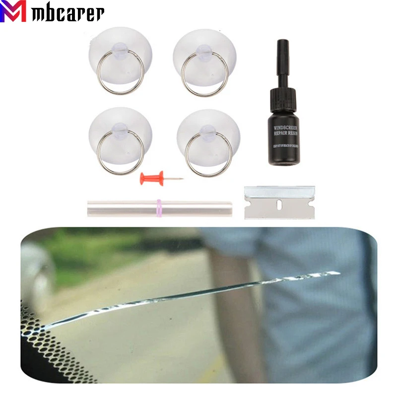 

For Long Big Chip Crack Car Windshield Repair Tool Window Glass Windscreen Restoration Kit Renew Full Set Resin Cup Blade Film