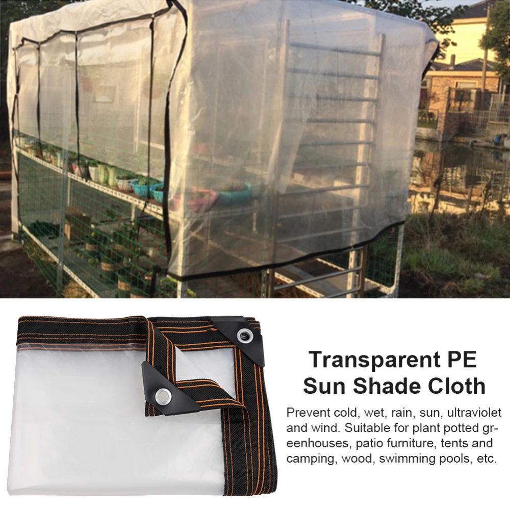 

Portable Clear Sun Shade PE Waterproof Ground Plant Cover With Grommets Outdoor Greenhouse Film Canopy With Bungee Balls