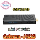 Мини-ПК TOPTON, Intel Celeron J4125 6 ГБ LPDDR4 128 ГБ eMMC 1000M LAN AC Wi-Fi BT4.2 HDMI2.0 Win10 Linux