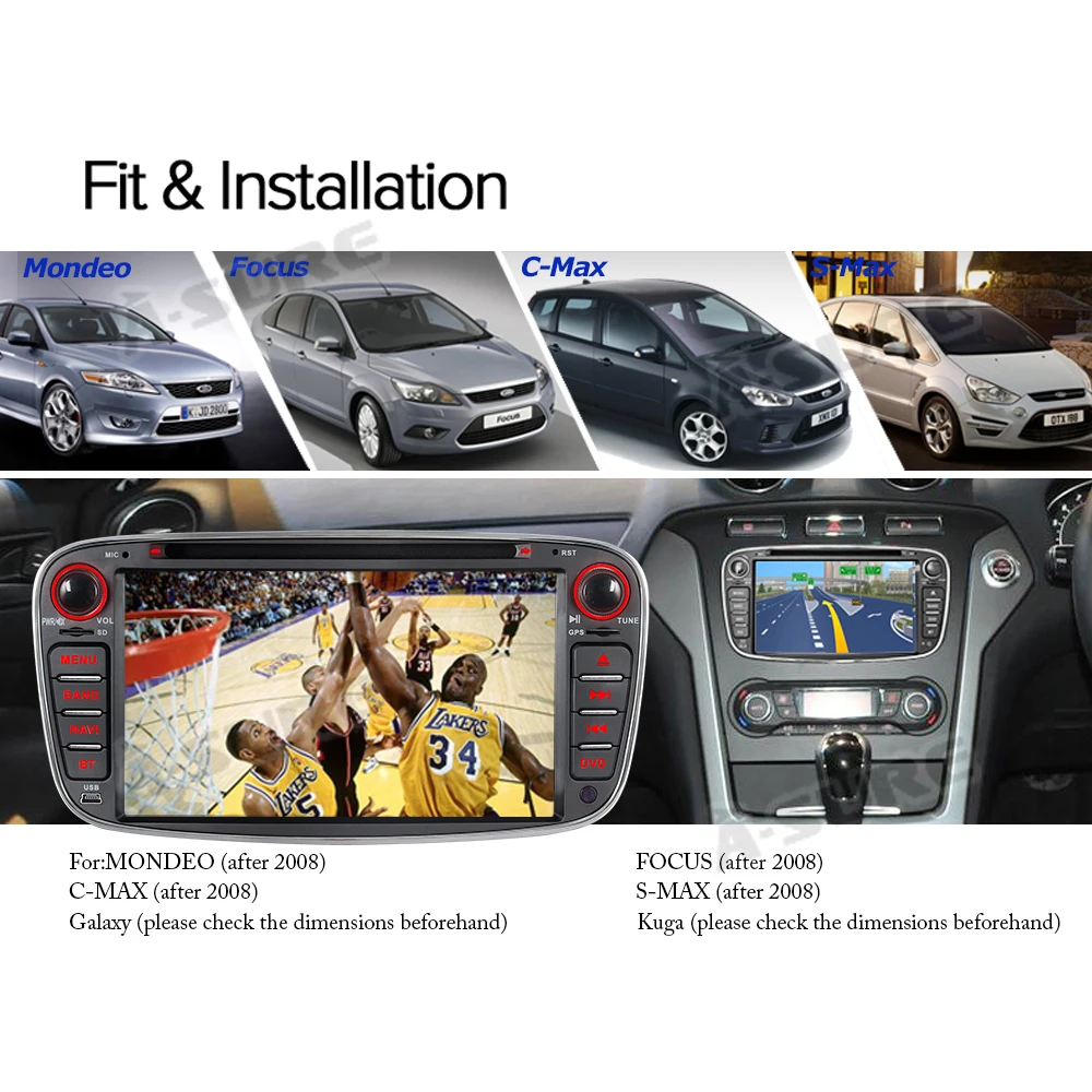 A-Sure 7 &quotАвто Радио GPS Плеер DVD Навигация Для Ford Mondeo Focus MK2 Galaxy S-Max C-Max Kuga USB-порт RDS BT