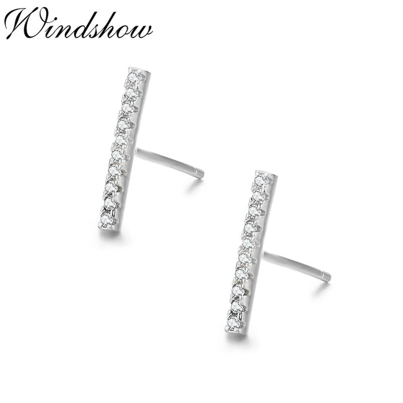 Милые простые серьги гвоздики из стерлингового серебра 925 пробы с кубическим