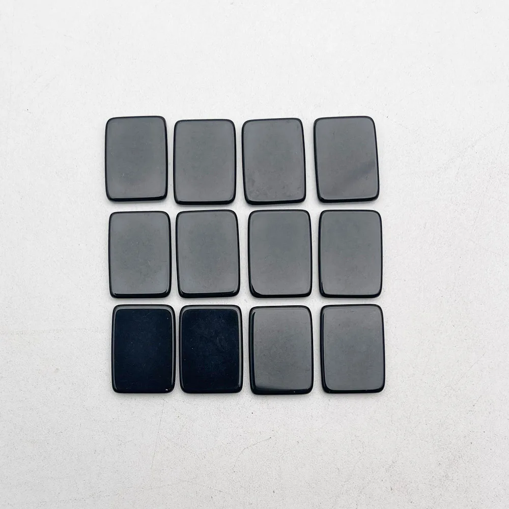 

fashion Natural stone black agate Double flat bottom square cabochon about 13x18MM 12PC Ring necklace patch Necklace Accessories