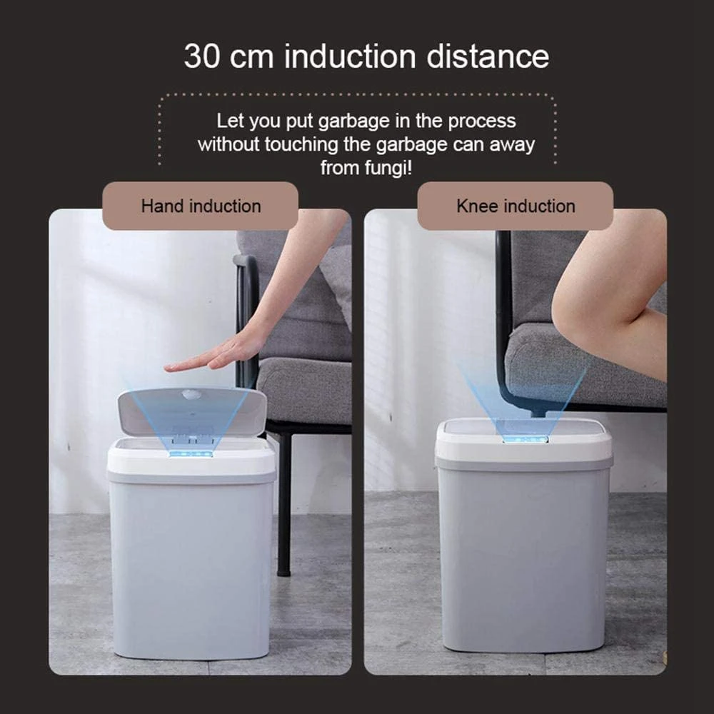 

15L Intelligent Trash Can Automatic Induction USB Home Electric Waste Bins Kick Barrel Battery Version Trash Can Waste Garbag