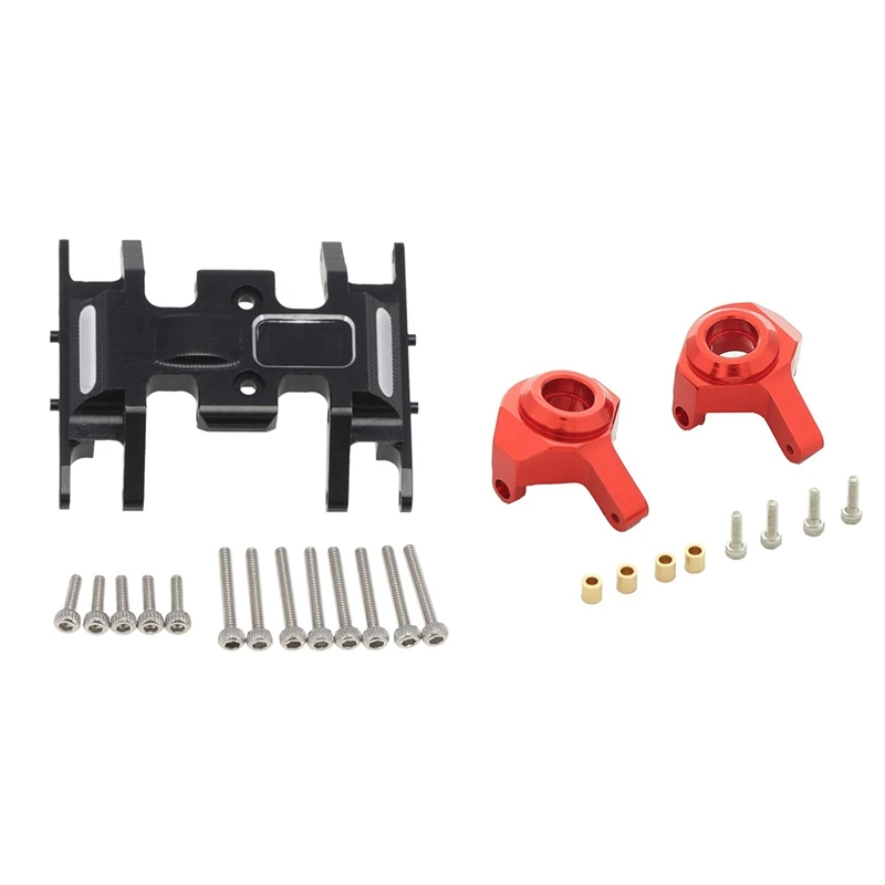 

Metal Middle Gearbox Skid Plate Transmission Mount Holder Upgrade Parts With Metal Front Steering Cup Steering Knuckle