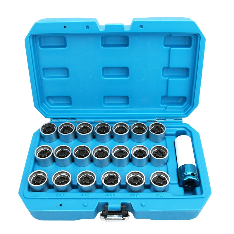 

21pcs Wheel Lock Lugnut Anti-theft Screw Sleeve Removal Key Socket Set For BMW 1/2 inch 12.7mm Socket Adapter