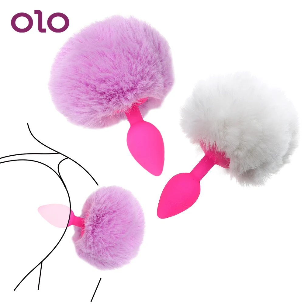 OLO Anal Sex Toys for Women Silicone Butt Plug Tail Adult Products Hairy Rabbit Erotic | Красота и здоровье