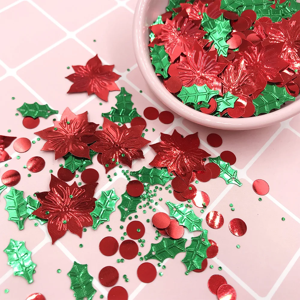 15 г/лот разноцветные блёстки для рукоделия цветочные листья круглые Блестки