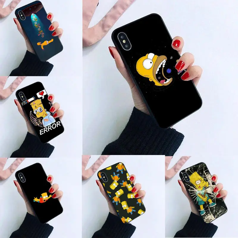 Чехол для телефона из силикона и ТПУ черный iPhone 6 6s 7 8 Plus X 10 XR XS Max 5 SE Bart Simpson