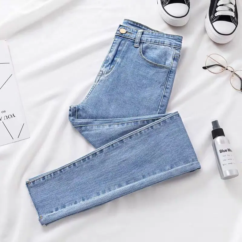 Джинсы женские облегающие брюки-карандаш из денима Стрейчевые джинсы до
