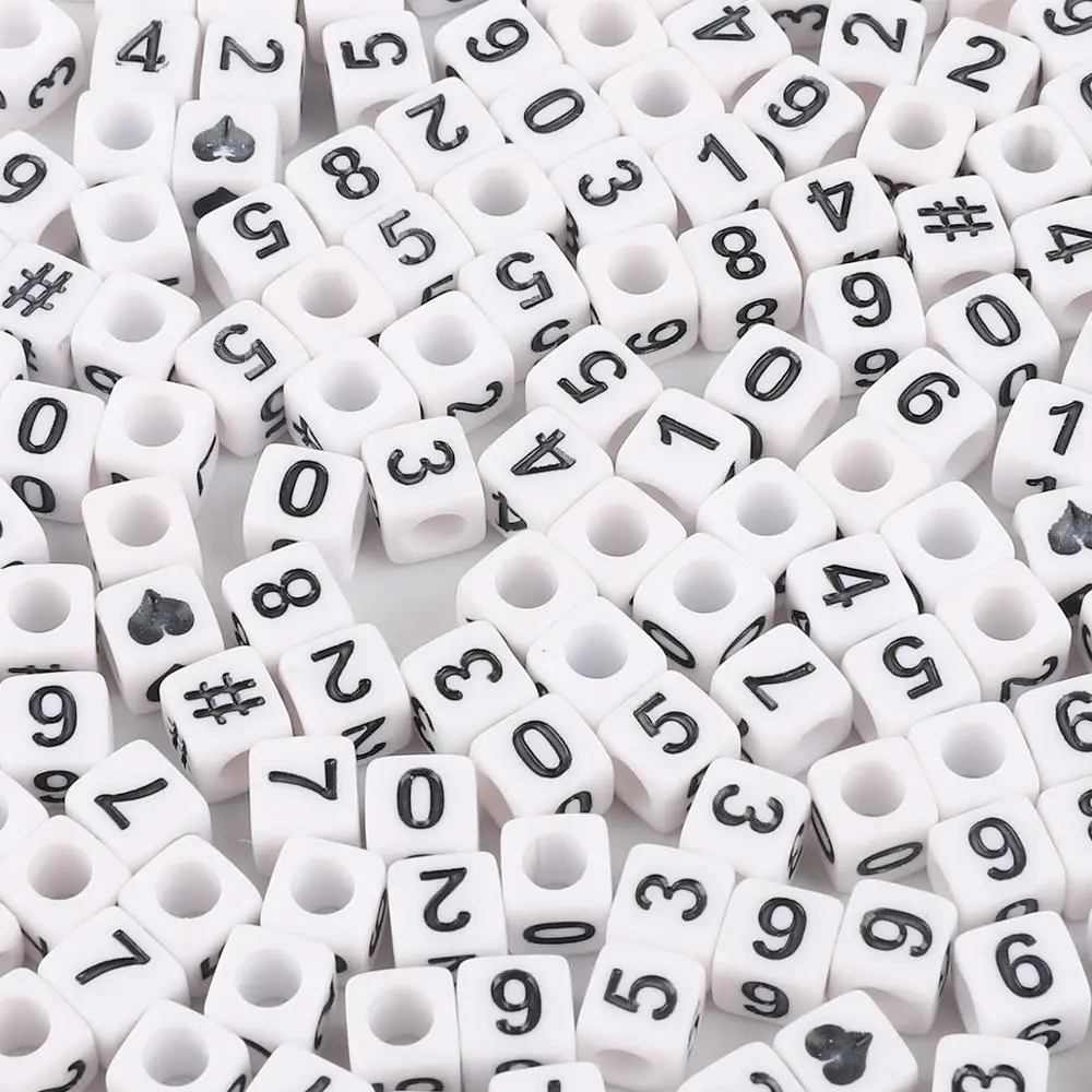 Пластиковые и акриловые бусины с квадратными цифрами свободные для изготовления