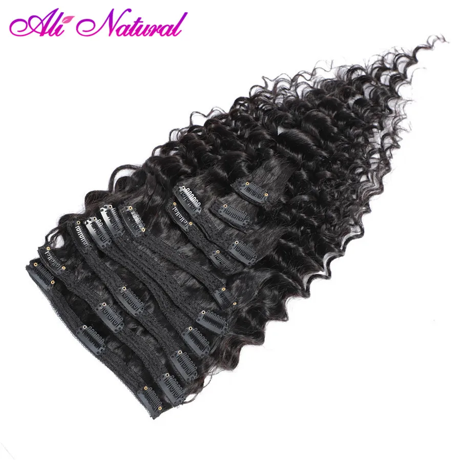 Бразильские человеческие волосы для наращивания на заколках глубокая волна 120