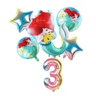 Фольгированные шары в виде Русалочки Ариэль, Мультяшные шарики принцессы, 32 дюйма, украшения для маленьких девочек на день рождения, детский игрушечный детский душ, 1 комплект