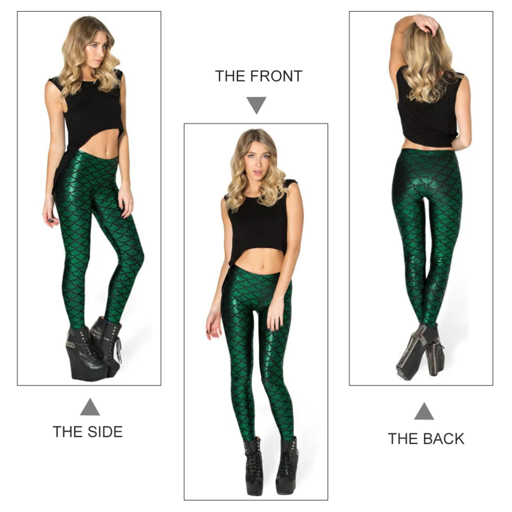 

1Pc Chic Sexy Leggings Fish Scale Leggings for Woman (S, Green)