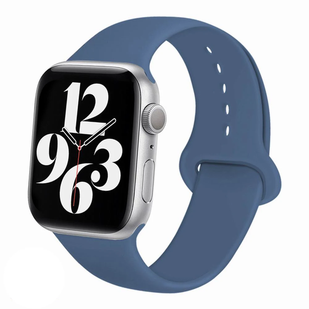 

Silicone Band for Apple Watch 7 6 Series SE 5 4 3 2 1 44mm 40mm Rubber Wristband Strap on iWatch 4/5 42mm 38mm Smart Bracelet