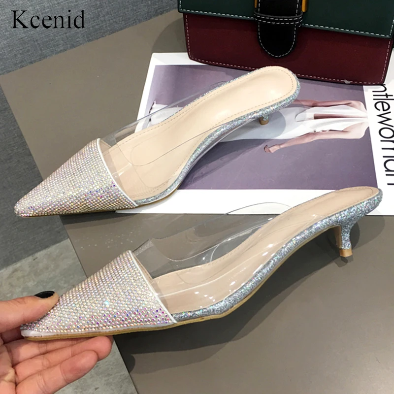 Kcenid/2020 г. летние закрытые туфли из пвх женский горный хрусталь шлепанцы без