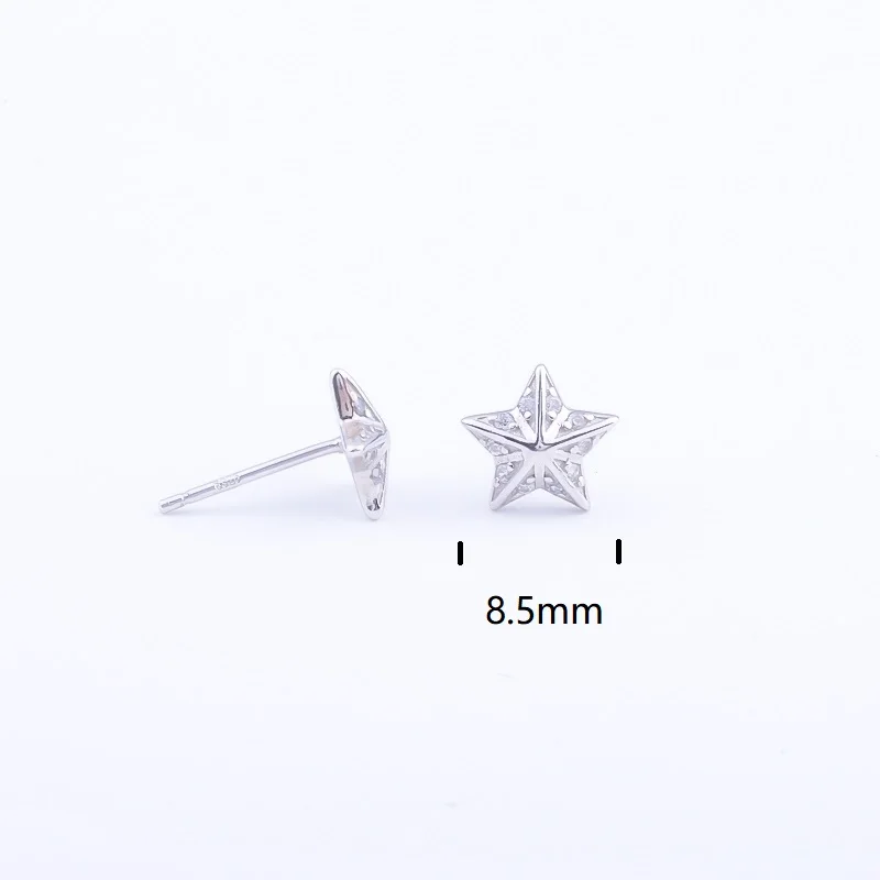 Pekurr 925 пробы серебряные серьги гвоздики с 3D пятиконечными звездами для женщин