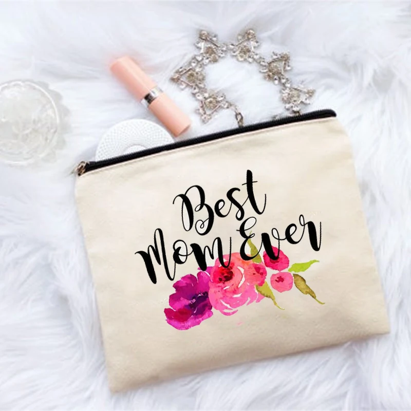 

Best mom ever Makeup Cosmetic Bag Mother's Day birthday Party Christmas Holiday New Year baby shower mommy to be Gift decoration