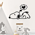 Мультяшные милые наклейки на стену со спящей собакой, декор для детской комнаты, спальни, декоративные наклейки, Настенные обои LW503