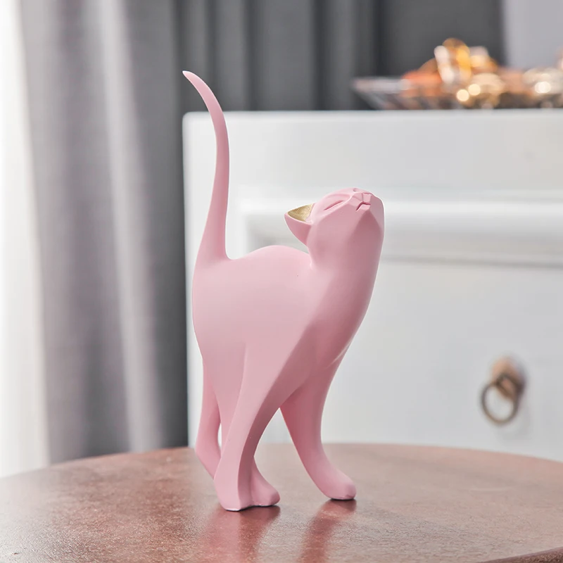 

$ 2PCS Nordic Pink Kitten Resin Cat Ornament Creative Cute Animal Crafts Home Furnishing Decoration Bar Desktop Figurines Decor