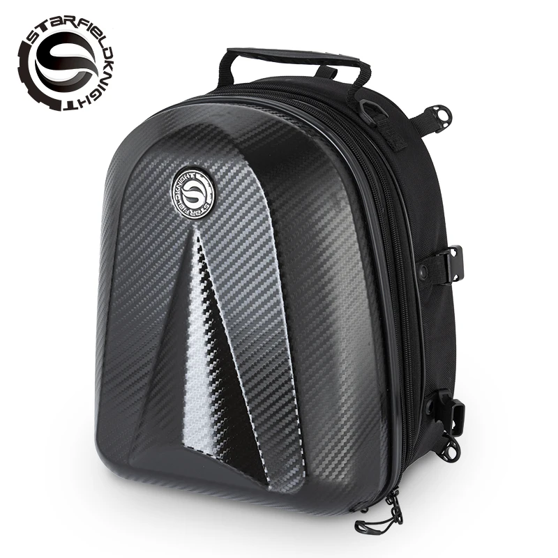 

2020 New High Capacity Motorcycle Tail Bag Carbon Fiber Motorcycle Backpack Full Face Motocross Helmet Bag