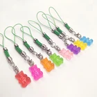 Зеленая веревка, брелок с медведем из смолы, кольцо для ключей с плоским основанием, акриловая Милая Подвеска для сумки, аксессуары для изготовления ювелирных изделий