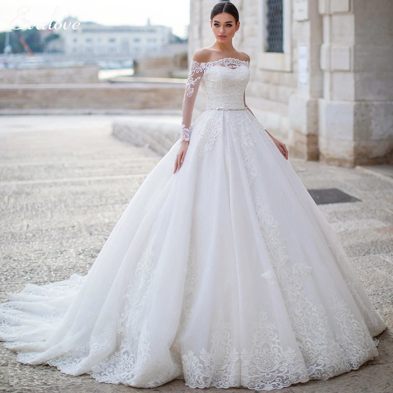 Роскошное блестящее Тюлевое бальное платье EVALOVE с аппликацией свадебное