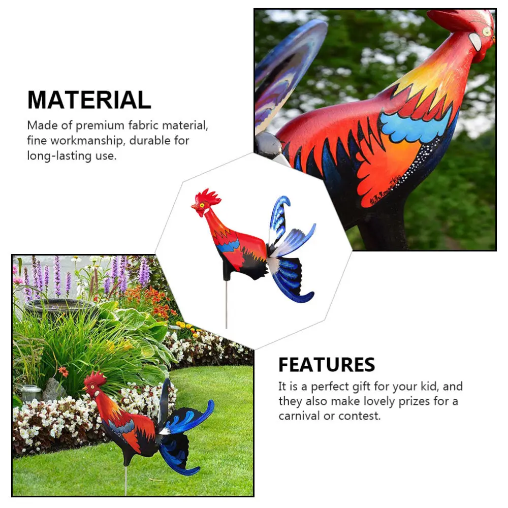 

Decorative Garden Pinwheel Rooster Shape Decor Farm Windmills Children