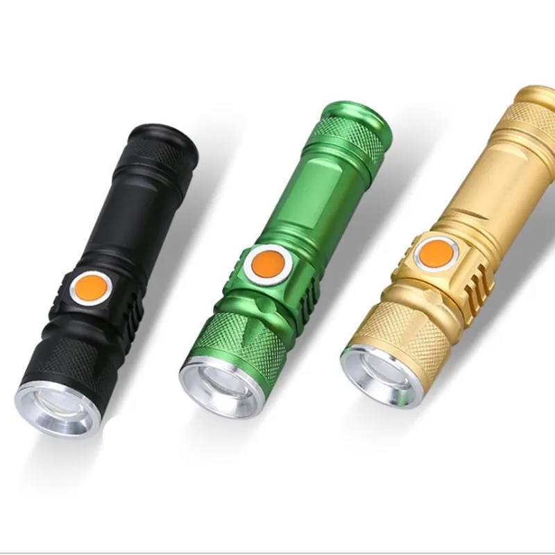 Мощный светодиодный фонарик Q5 T6 с зарядкой от USB масштабируемый 3 режимами