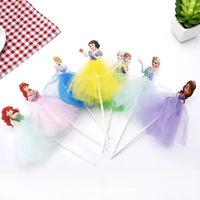 

1pcs Cartoon Princess Birthday Party Decoration Kid Cupcake Cake Topper For Girls Happy Birthday Party Baby Shower Cake Supplies