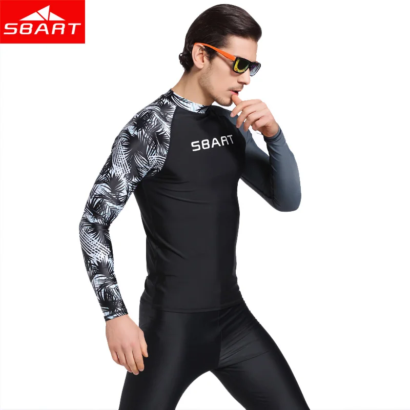 Мужская рубашка для плавания SBART лайкра с защитой от ультрафиолета топ дайвинга