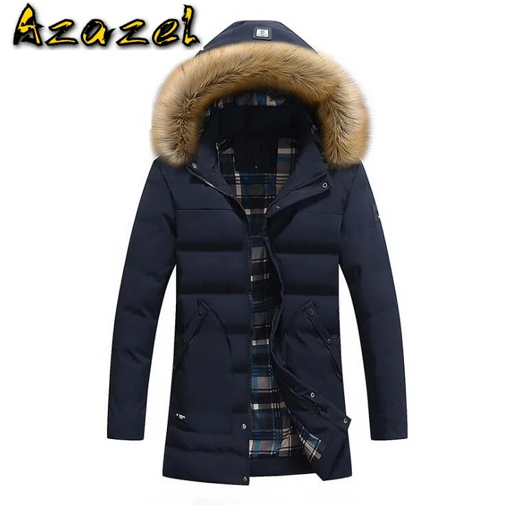 2020 New Casual Brand White Down Jacket Men Winter Warm Coat Men's Thick Warm Fur Collar Hooded Down Jacket Male Windproof Parka