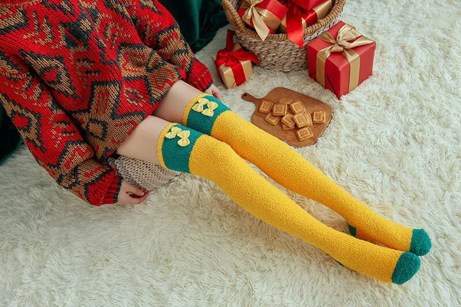 DHL коллекция 100 года пара женских теплых чулок Рождественский пушистый флисовый