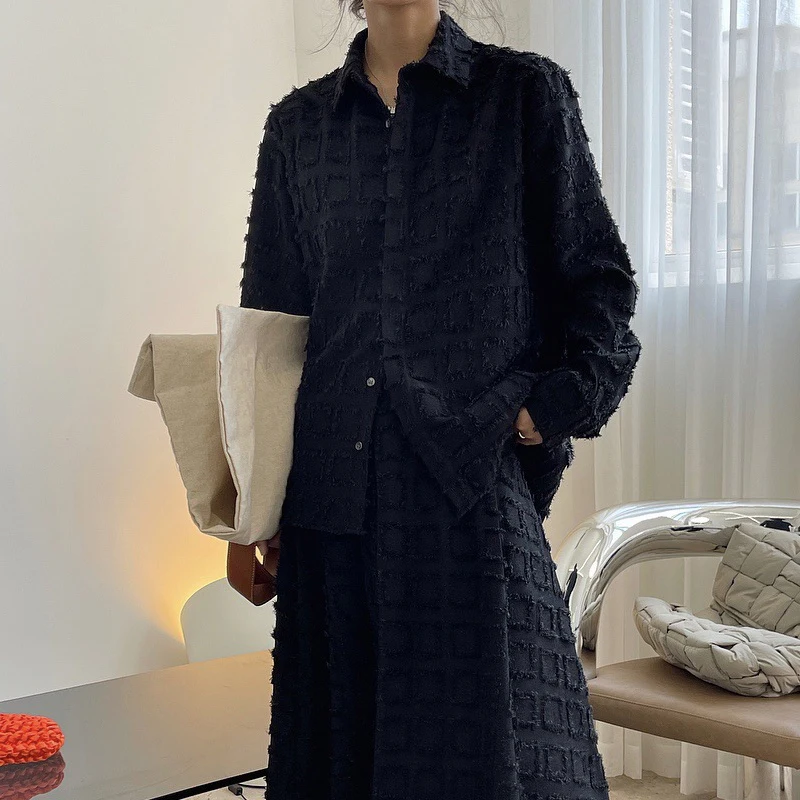 

Женская Повседневная Свободная рубашка в клетку, с отложным воротником и длинным рукавом, весна-осень