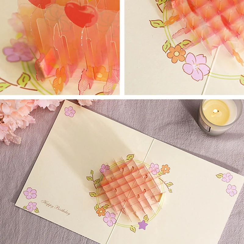 

1pcs Crystal Cake 3d Three-dimensional Greeting Card Birthday Greeting Card For Kids Lover Birthday Cake Greeting Card Foldable