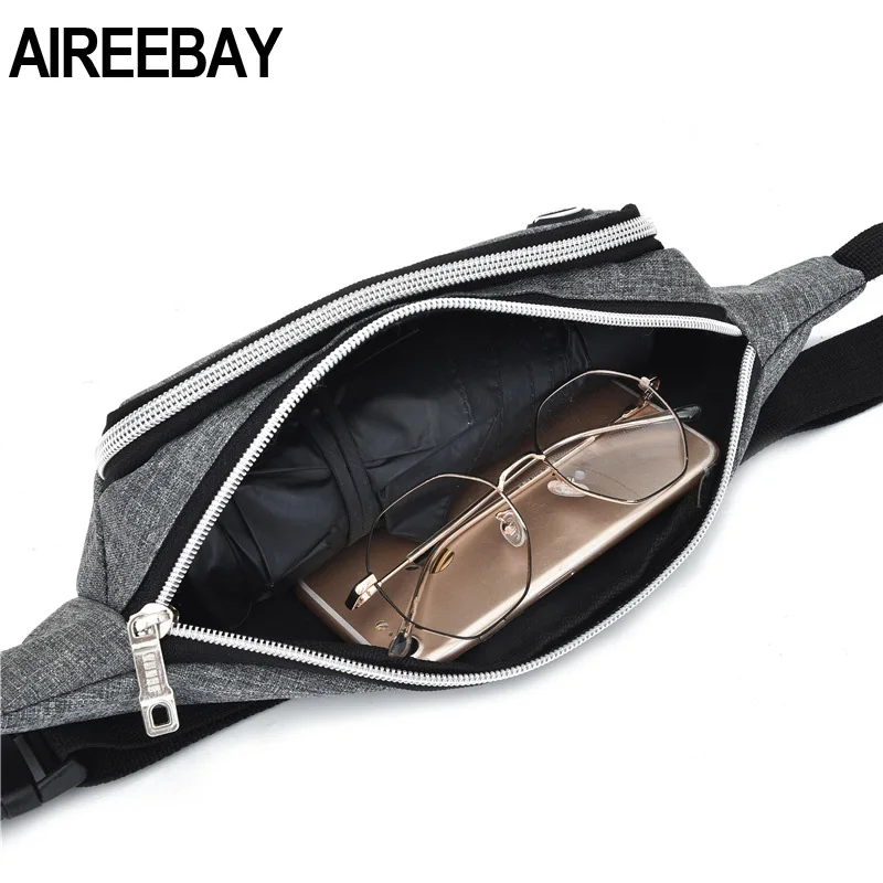 AIREEBAY поясная сумка для женщин, модная многофункциональная Мужская поясная сумка поясной сумки на бедрах, пояс для денег, дорожная сумка для бега, сумки для мобильных телефонов