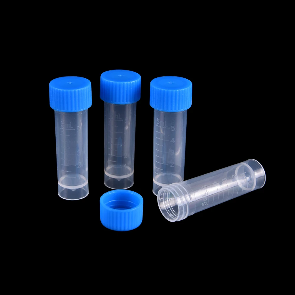 

50pcsx 5ml Chemistry Plastic Test Tubes Vials Seal Caps Pack Container for Office School Chemistry Supplies