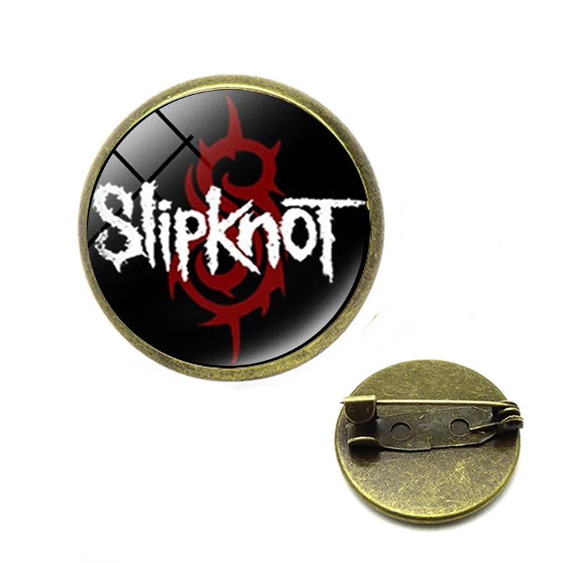 Dropshipping Fashion Rock Band Slipknot Brooches Women Men Glass SLIPKNOT Badges Dome Pins Hip Hop Jewelry CC Brooch | Украшения и