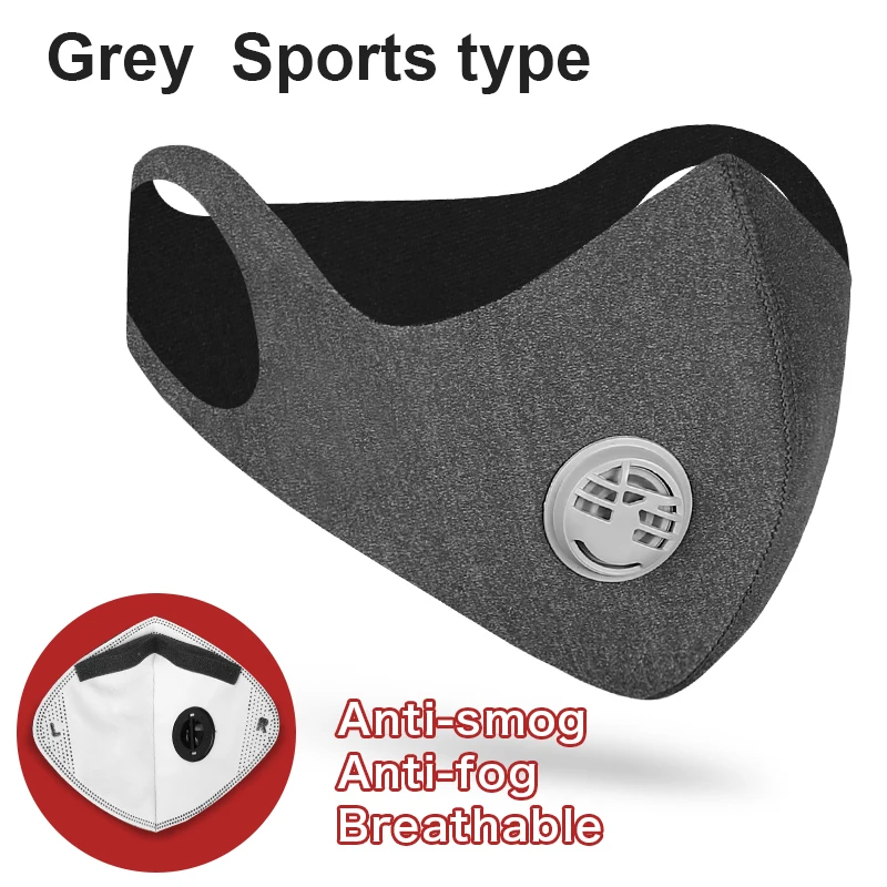 Grey and sports Мотоциклетная маска, активированный уголь, велосипедная маска для лица, анти-загрязнение, велосипедный анти-смог, на открытом воздухе, тренировочный шарф, спортивный мотор, головной убор - Цвет: Grey and sports