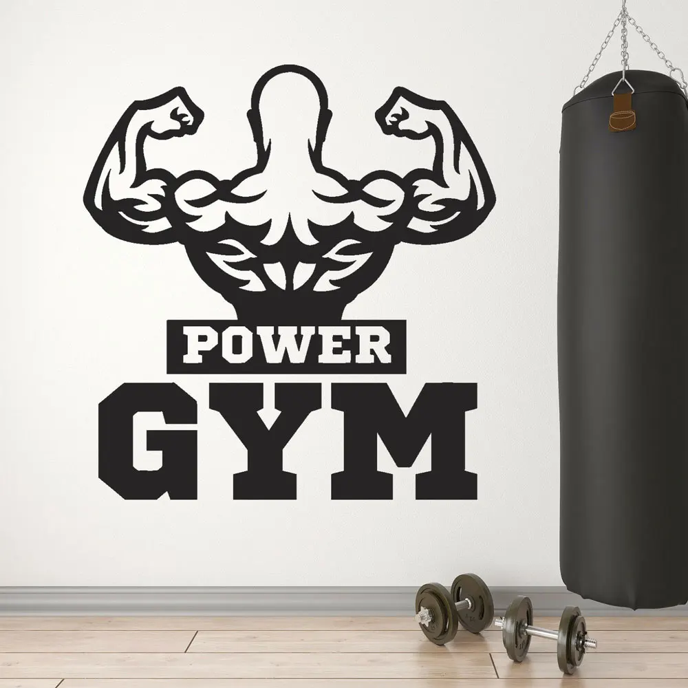 

Power Gym Muscles Beautiful Bodybuilder Logo Sticker Vinyl Wall Decal Art Interior Home Decor Fitness Sign Murals removable A490