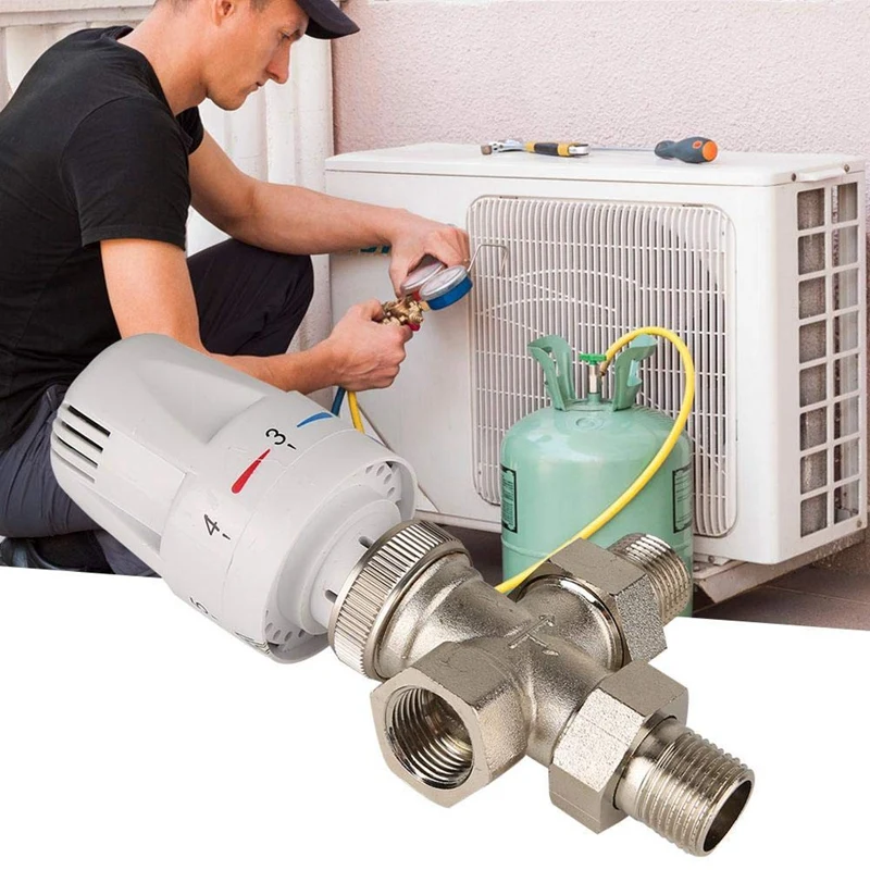 Promotion! 3 Way Thermostatic Radiator Valve Brass Cross Type Automatic Temperature Control or Water Oil Non-Corrosive a | Инструменты