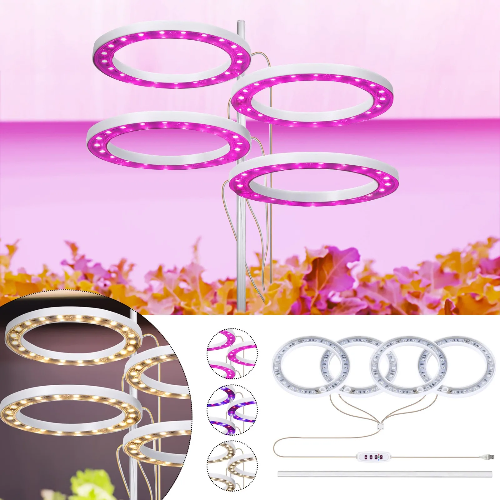 

LED Grow Light Full Spectrum Phytolamps DC 5V USB with Timer Desktop Clip Phyto Lamps for Indoor Plants Flowers VEG Seedling