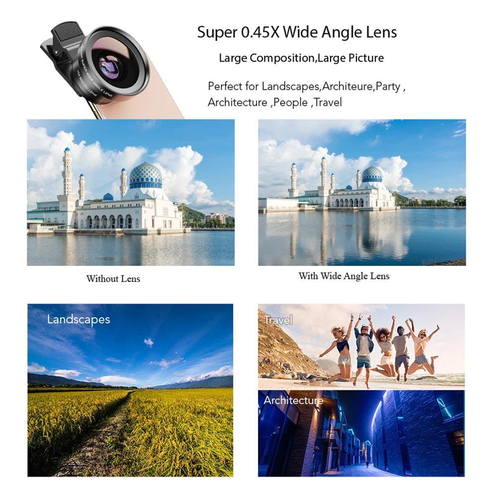 Профессиональный комплект объективов APEXEL для телефона 0 45x широкоугольный 37 мм