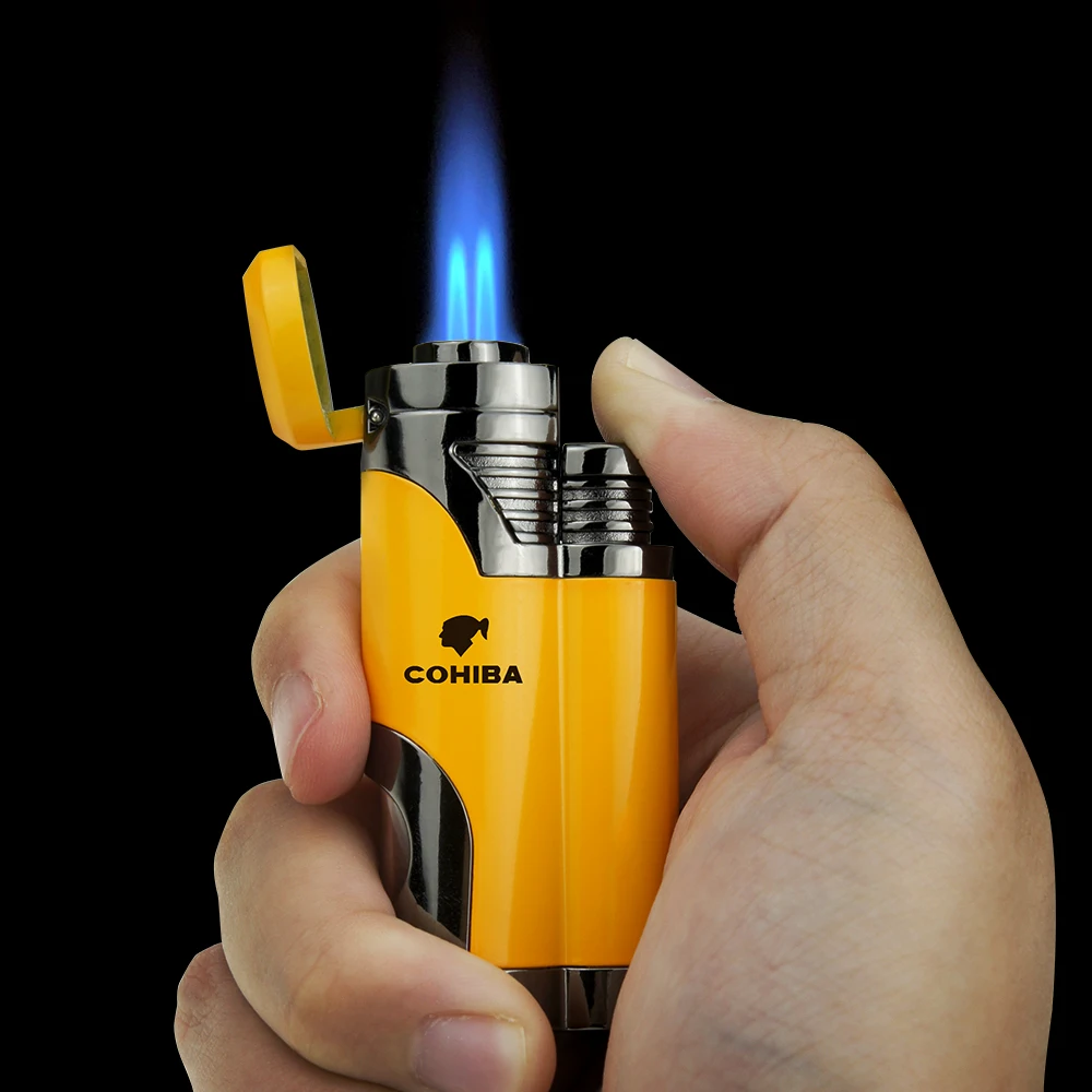 Зажигалка COHIBA для сигар многоразовая зажигалка с 2 фонарь елями струйного